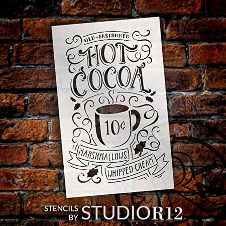 Hot Cocoa Stencil By Studior12 Reusable Mylar Template Typography Hot Cocoa Stencil By Studior12 Reusable Mylar Template Typography Word Art Painting Chalk Use For Crafting Christmas Winter Farmhouse Style Wood