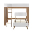 thumbnail image 4 of Max & Lily Mid-Century Modern Twin over Twin L-Shaped Bunk Bed, Solid Wood, White/Pecan, 4 of 9