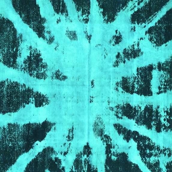 Ahgly Company Indoor Square Abstract Turquoise Blue Modern Area Rugs, 3' Square