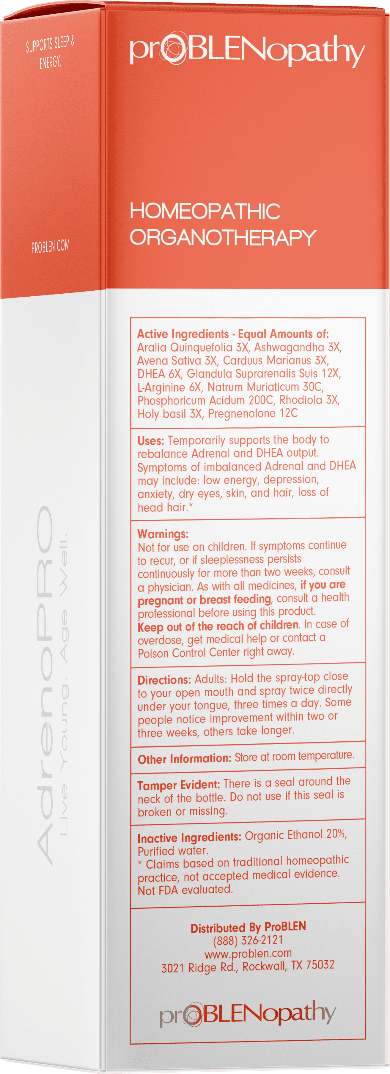 proBLENopathy Adreno PRO Adrenal Support Supplements, Hormone Booster with Ashwagandha and DHEA, 1 oz