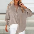 thumbnail image 2 of Womens Button Down Shirt Striped Print Dressy Casual Lapel Collar V-Neck Tunic Tops Long Sleeved Loose Fit Blouses with Pocket, 2 of 5