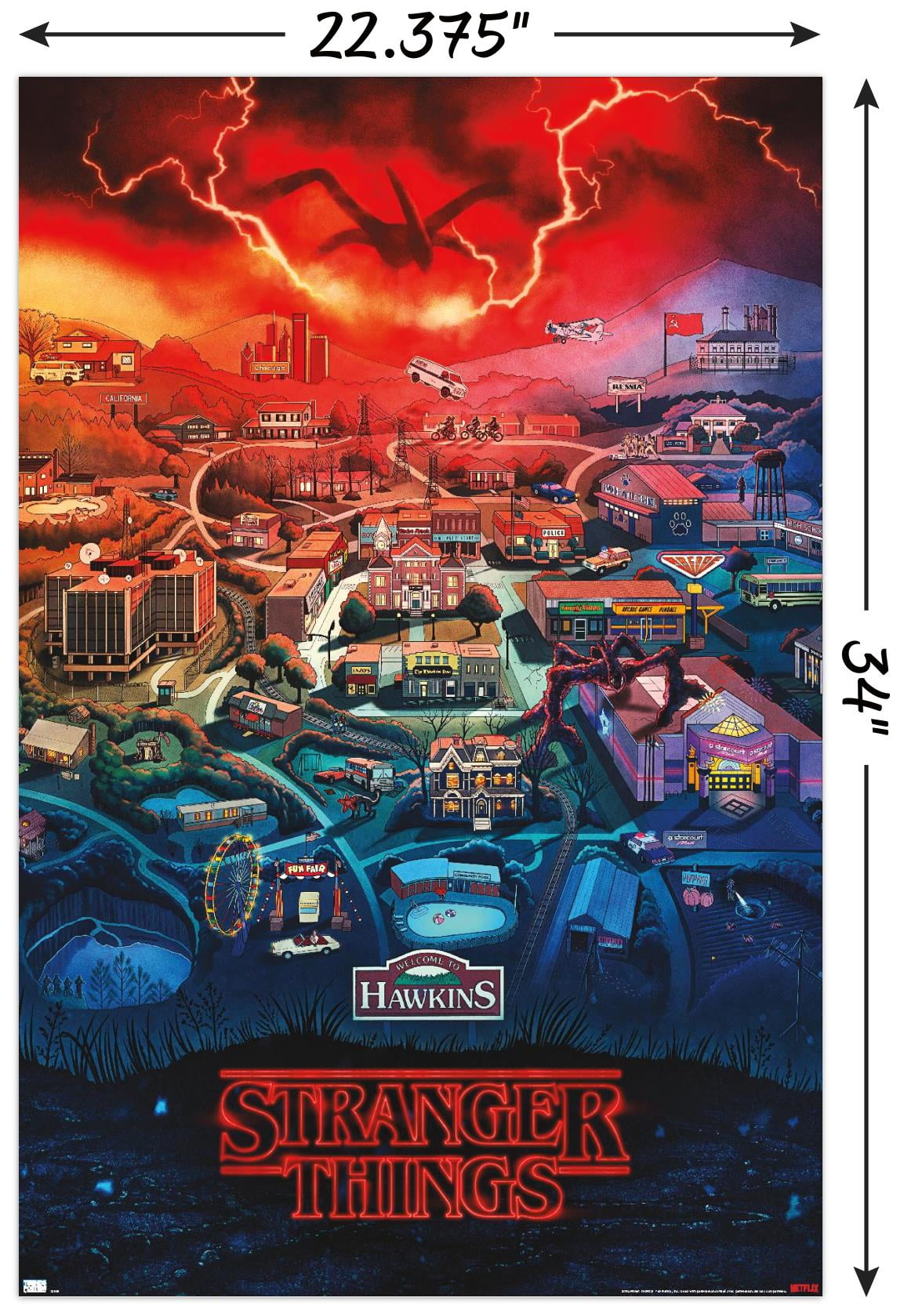 STRANGER THINGS ポスター Netflix Stranger Things: Season 4 - Hawkins, Indiana Wall Poster