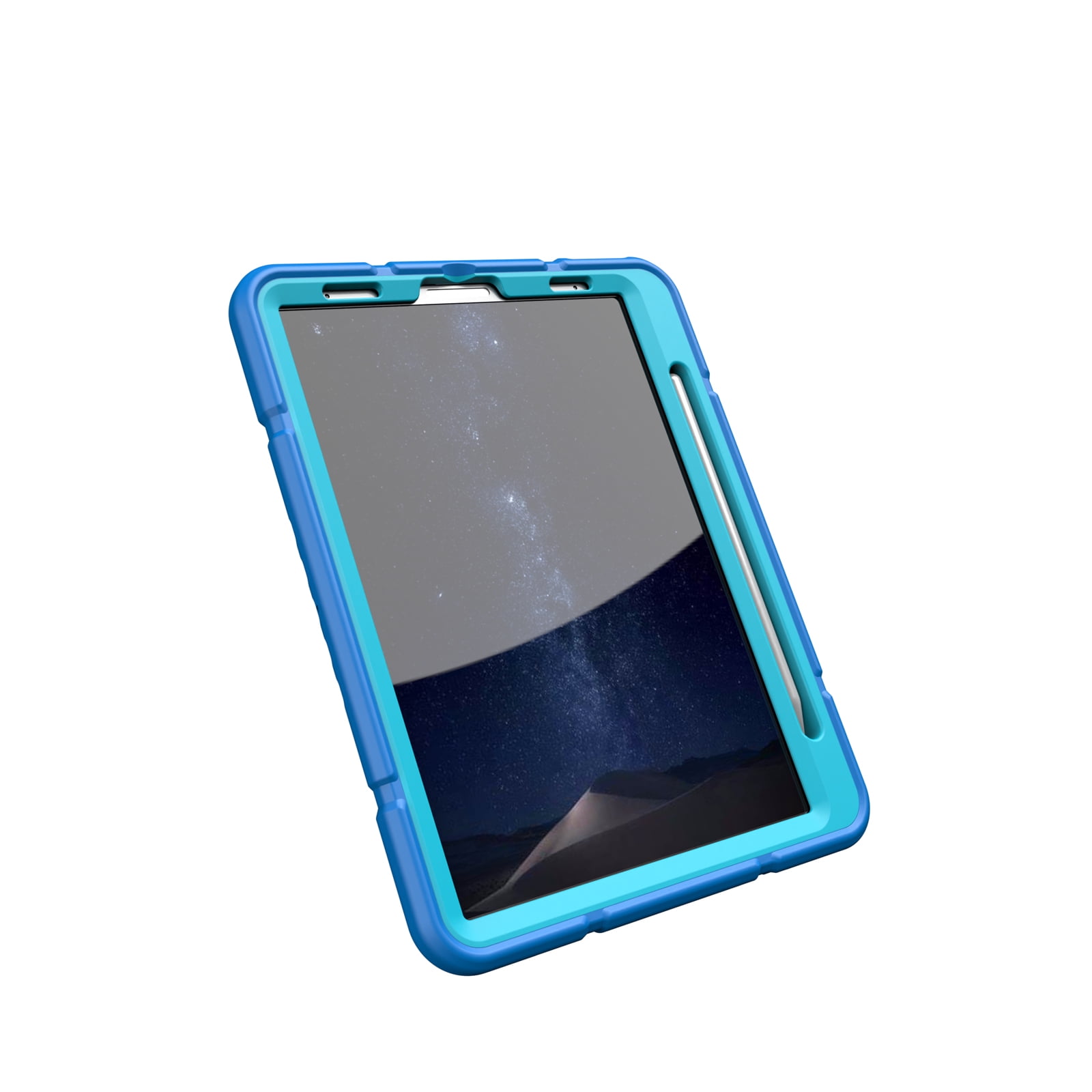 Allytechgroup Case for Apple iPad Air 11 Inch M4 M3 M2 2026/2025/2024, Rugged Tablet Case with Kickstand Pencil Holder Logo Hole Kids Friendly TPU + PC Cover, Blue