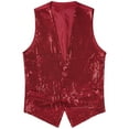 thumbnail image 4 of TiaoBug Womens Shiny Sequins Vest Button Sleeveless Jacket Nightclub Prom Party Waistcoat Red 4XL, 4 of 7