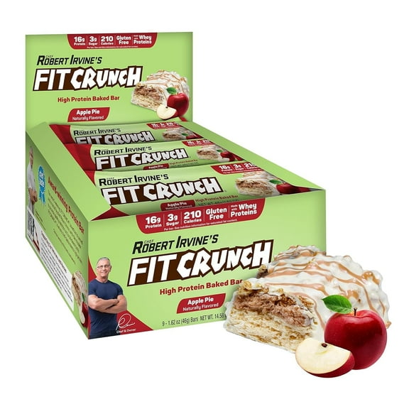 FITCRUNCH Snack Size Protein Bar, Apple Pie, 16g Protein, 9 ct.
