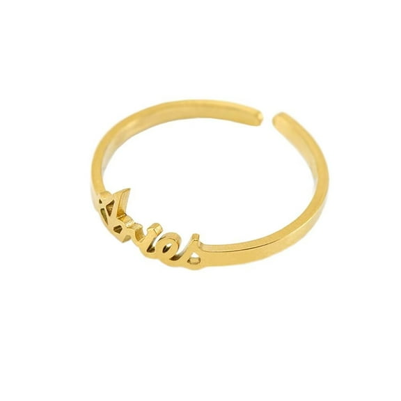 PAURO Women's Stainless Steel Zodiac 12 Constellation Stackable Ring for Women Jewelry Accessories Aries