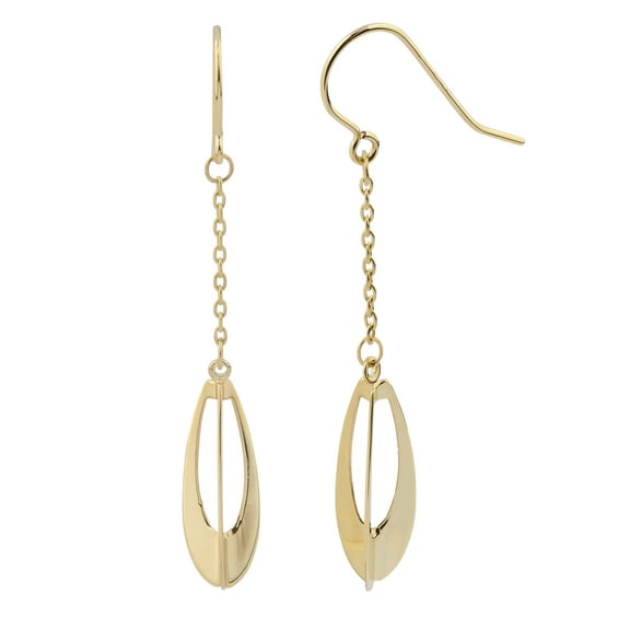 KoolJewelry 10k Yellow Gold Three Dimensional Teardrop Dangle Earrings