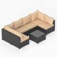 thumbnail image 7 of All weather 7 Piece Outdoor Patio Furniture Set PE Rattan Wicker Sofa Set With Table, 7 of 7
