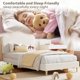 thumbnail image 5 of QinaQin Base de cama infantil con cabecera ajustable, tapizado tipo borrega bouclé, diseño silencioso y sin box spring, ideal para niñas y recámara juvenil, 5 of 7