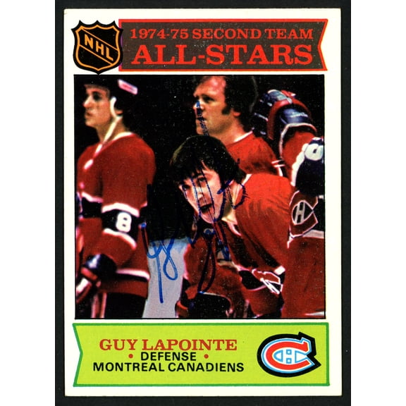 Guy LaPointe Autographed 1975-76 Topps Card #293 Montreal Canadiens SKU #149976