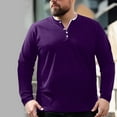 thumbnail image 2 of ZCFZJW Mens Henley Shirts Casual Big and Tall Long Sleeve Basic Athletic Solid Color Pullover Tops Trendy Regular Fit Comfy Workout Sweatshirts Purple XXXXXL, 2 of 9