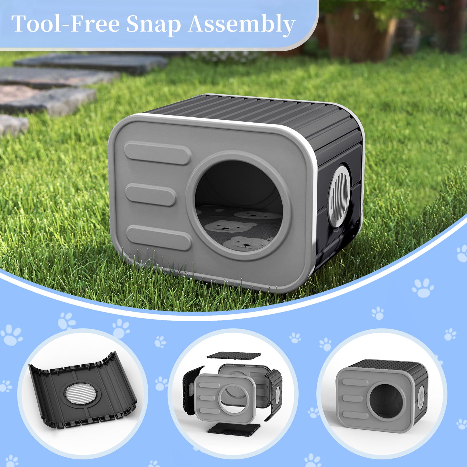 EasyUp Cat House for Indoor & Outdoor Cats, Resin Weatherproof Cat House with Camera-Shaped Design, Versatile for Home & Yard Use