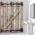 thumbnail image 2 of Barn Door Shower Curtain, Retro Countryside Farmhouse Door Beige Wooden Board Waterproof Shower Curtain Set with 12 Hooks Lightweight Bath Curtains Fabric Bathroom Decor 72x72 Inches, 2 of 9