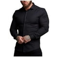 thumbnail image 2 of HUANBAI Foreign Trade Muscle Male Fitness Elastic Solid Color Sports Leisure Cardigan Long Sleeve Stand Shirt, 2 of 4