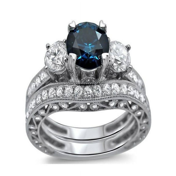 Bestselling Antique Sapphire and Diamond Designer Wedding Ring Set