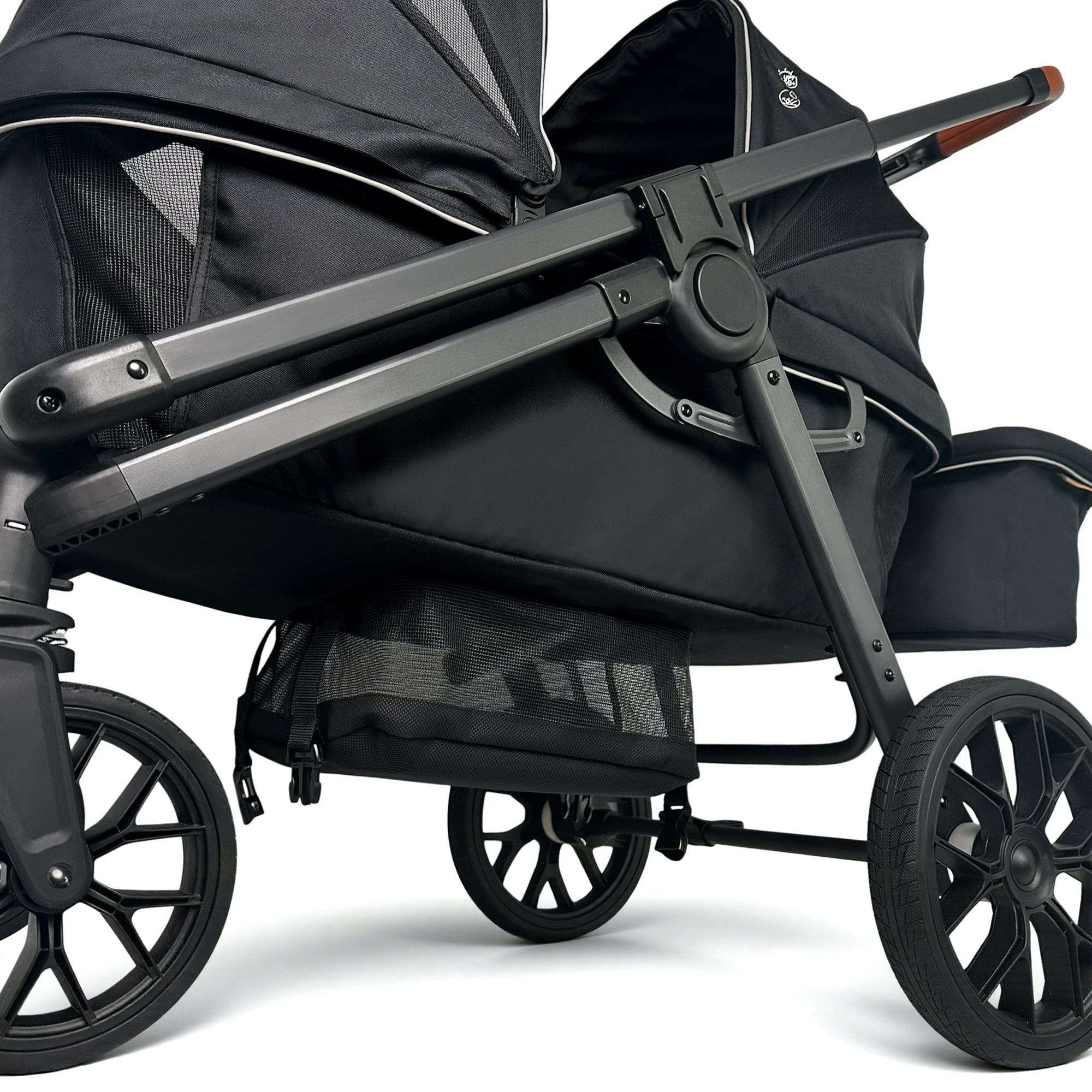 Tandem Wagon Stroller All Terrain 2 Kids Stroller with Canopy Adjustable Handle Snack Tray Cup Holders for Baby Toddler, Black