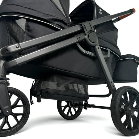 Tandem Wagon Stroller All Terrain 2 Kids Stroller with Canopy Adjustable Handle Snack Tray Cup Holders for Baby Toddler, Black