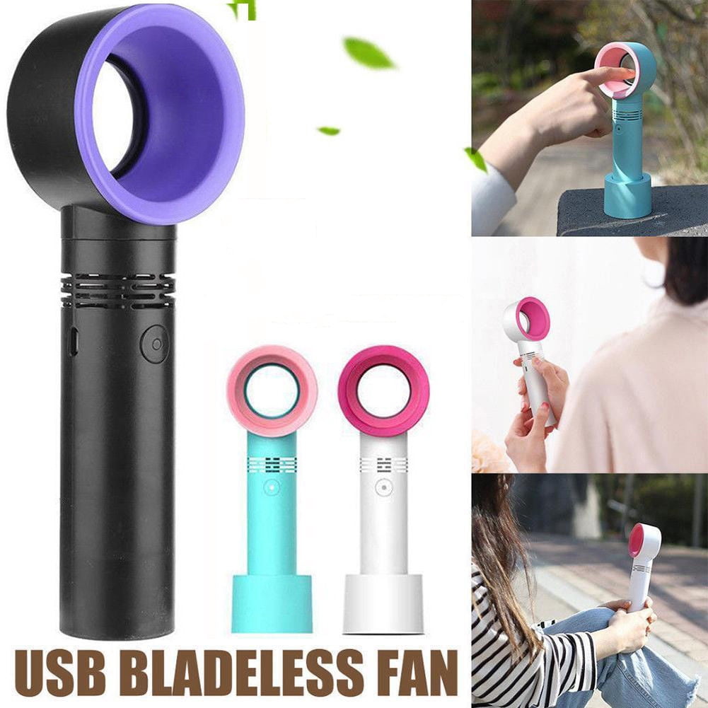 Drawoz Portable USB Rechargeable Bladeless Fan Handheld Mini Cooler No Leaf Fan with 3 Speed Level 