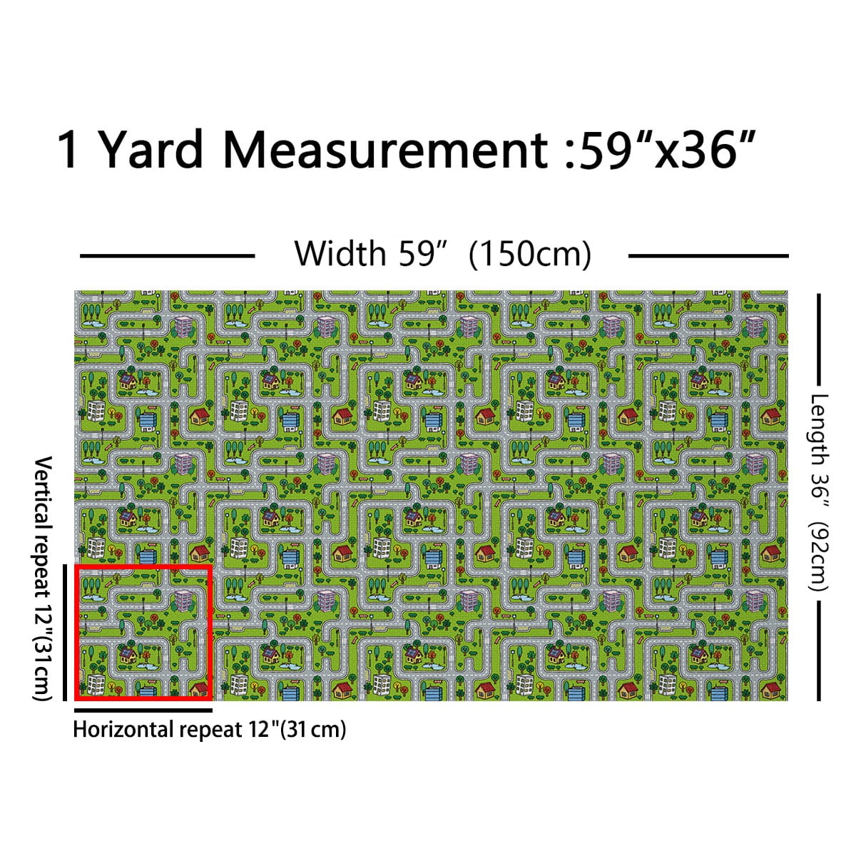 Homewish City Road Map Fabric by the Yard 3 Yard,Modern Desgin Sewing Fabric,Green Gray Room Decor Fabric by the Yard For Boys Girl,Breathable Home Decor
