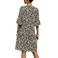 thumbnail image 3 of Enwejyy Women Leopard Print Solid Color Trumpet Half Sleeve Relaxed Fit Knee Length Dresses, 3 of 3