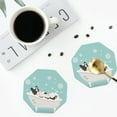 thumbnail image 4 of Honeii French Bulldog Taking a Bath print Leather Coaster Set of 4, ideal for safeguarding your furniture from drinks spills and effortless cleanup-Octagon, 4 of 6