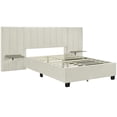 thumbnail image 4 of Full Size Platform Bed with Big Headboard, Velvet Upholstered Bed Frame with Wood Slat Support for Boys Girls AdultsBedroom Furniture, No Box Spring Needed, Easy Assembly, Beige, 4 of 9