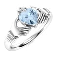 thumbnail image 2 of Mooneye Irish Claddagh 5mm Heart Aquamarine Valentines Day Gift Ring For Women 925 Sterling Silver, 2 of 2