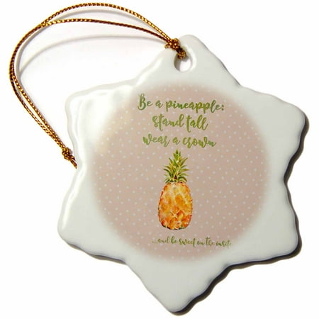 Christmas Pineapple - 3dRose Typography text watercolor dots pineapple fun cheeky motivation - Snowflake Ornament, 3-inch