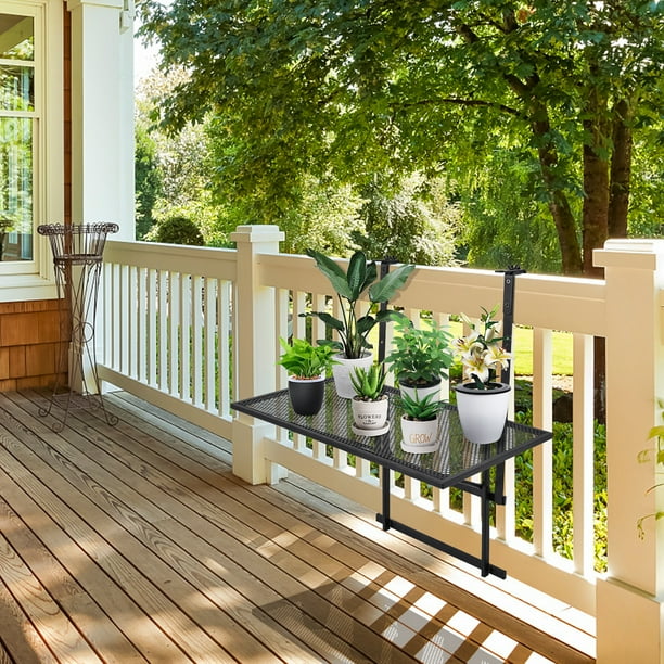 Hanging patio railing table deals