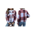 thumbnail image 3 of Anygrew Womens Shacket Plaid Shirts Flannel Shacket Jacket Long Sleeve Button Down Shirt Trendy Fall Outfits for Women Coats, 3 of 6