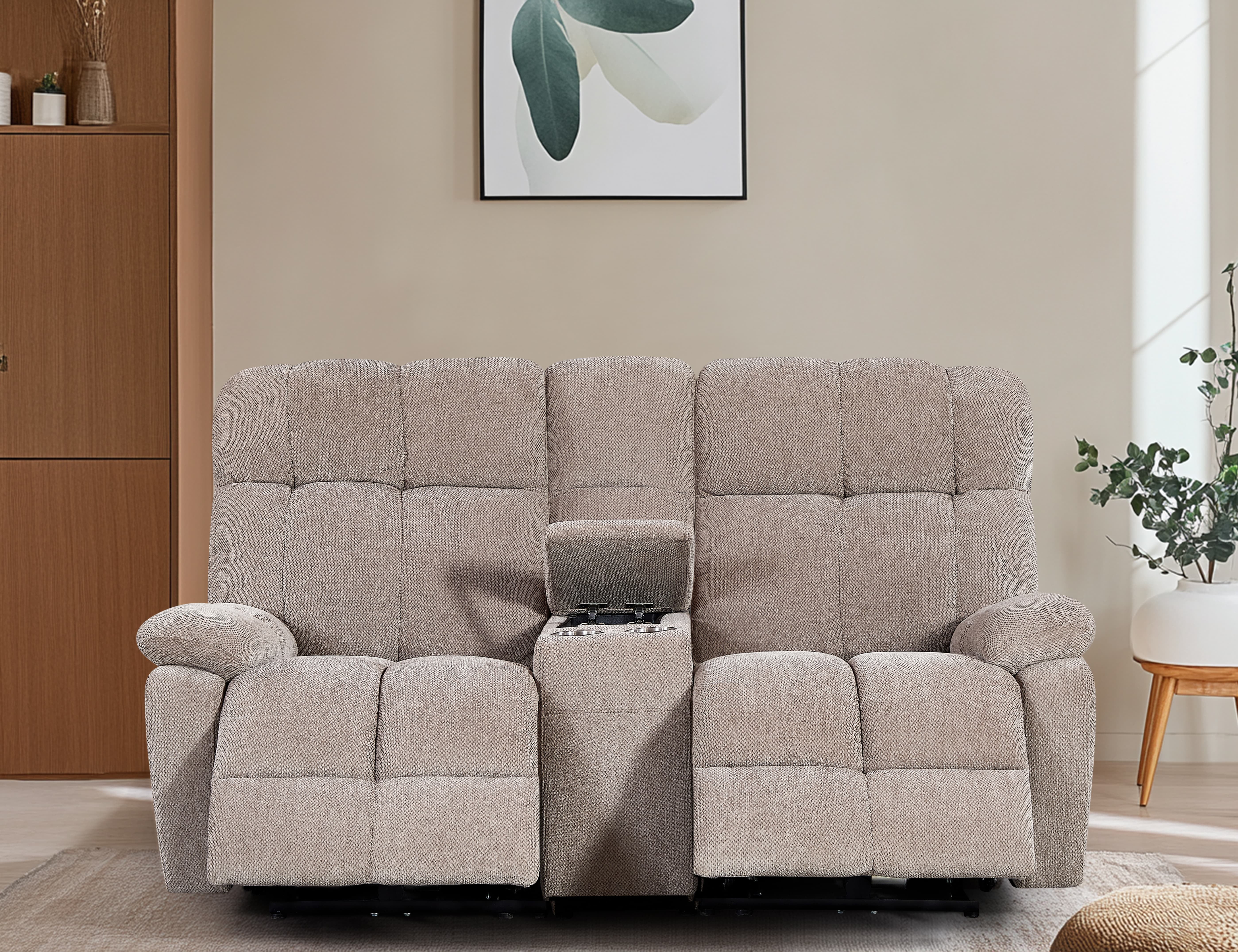 MAYEERTY 2 Seater Power Reclining Sofa with Faux Leather Fabric and Thick Sponge Seat