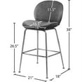 thumbnail image 6 of Maklaine Contemporary 26.5"H Velvet Counter Stool in Gray (Set of 2), 6 of 7