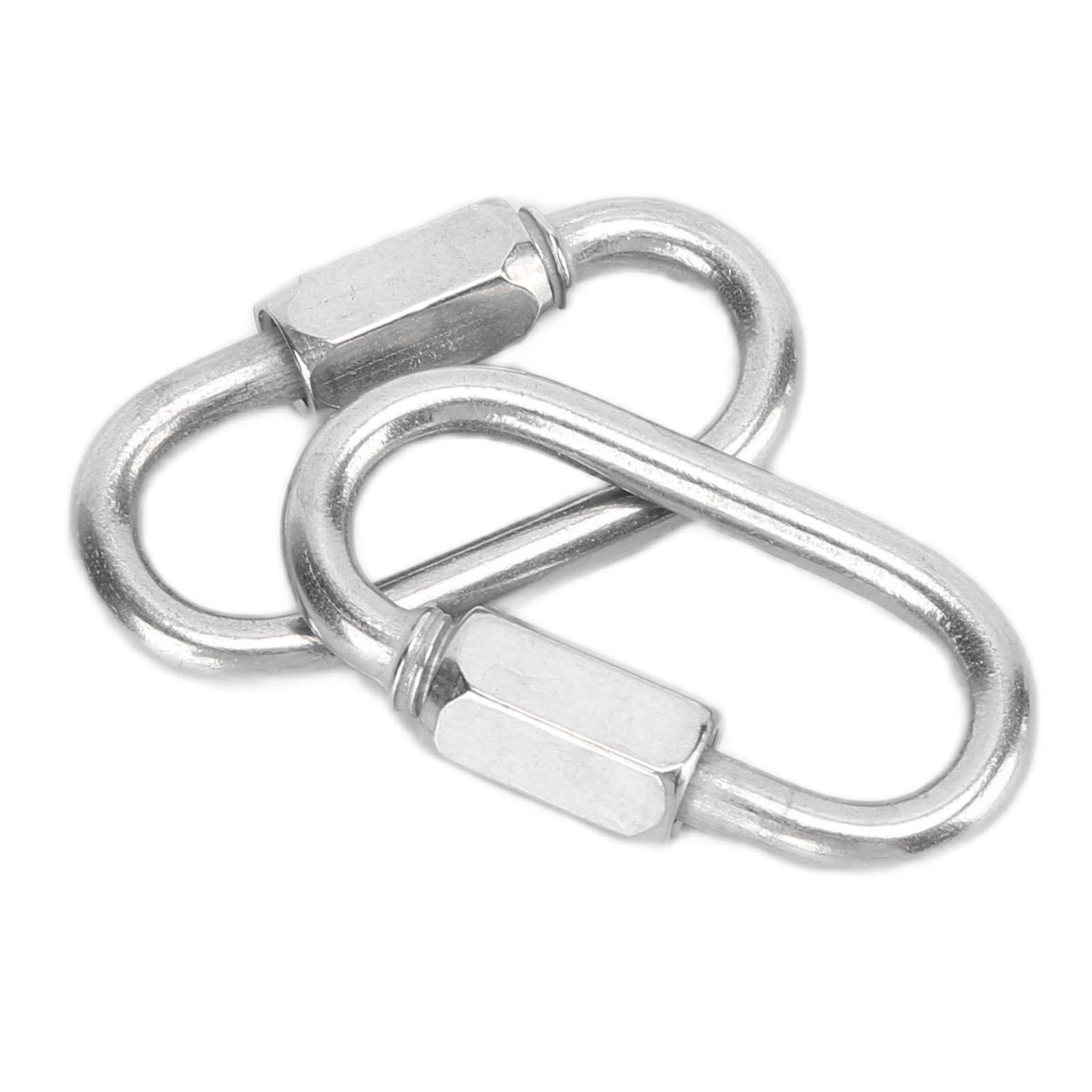 Domqga 2PCS Quick Link Stainless Steel D‑Shape Locking Carabiner with Hex Screw for Climbing