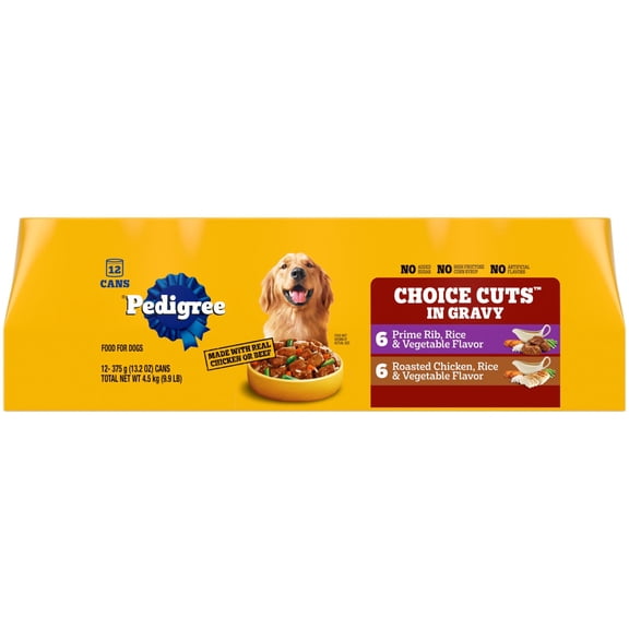 PEDIGREE Wet Dog Food for Adult Dog Variety Pack, (12) 13.2 oz. Cans