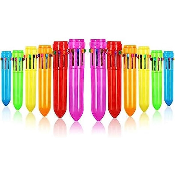Zhuge Bolígrafos mini Shuttle 10 en 1, bolígrafos multicolor, bolígrafos retráctiles de plástico de neón de colores para oficina, escuela, regalo de Navidad (12)
