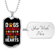 thumbnail image 4 of Dogs Paw Prints Our Hearts Necklace Stainless Steel or 18k Gold Dog Tag 24" Chain, 4 of 8