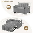 thumbnail image 7 of 53 inch 3-in-1 Convertible Sofa Bed  Pull Out Sofa, Multi - Functional Loveseat Sleeper with Adjustable Back, Side Pockets & Smooth Wheels, Velvet Upholstered for Living Room, Gray, 7 of 7