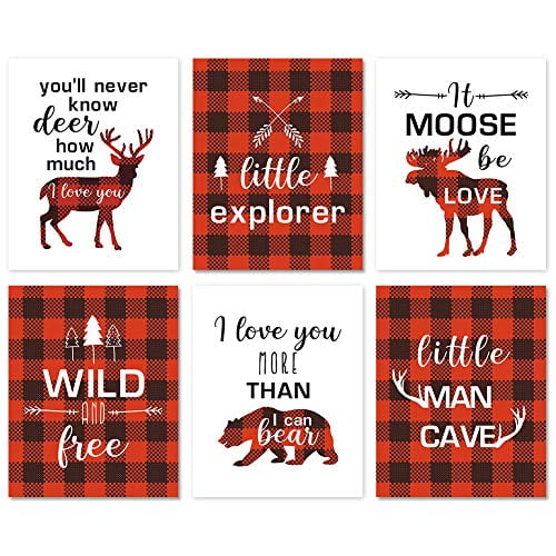 Forest Animals Buffalo Plaid Wall Red Black Print Set Of 6 8 X10 Unframed Inspirational E Canvas Poster Moose Deer Decor Bedroom Playroom Com - Nursery Buffalo Wall Decor Forest Animals Buffalo Plaid Wall Red Black Print Set Of 6 8 X10 Unframed Inspirational E Canvas Poster Moose Deer Decor Bedroom Playroom Com - Nursery Buffalo Wall Decor