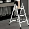 thumbnail image 4 of Koiauber 3 Step Folding Ladder 330 Lbs Capacity Portable Ladder with Anti-Slip Wide Pedals Adults Household Herringbone Ladder Step Stool, 4 of 7