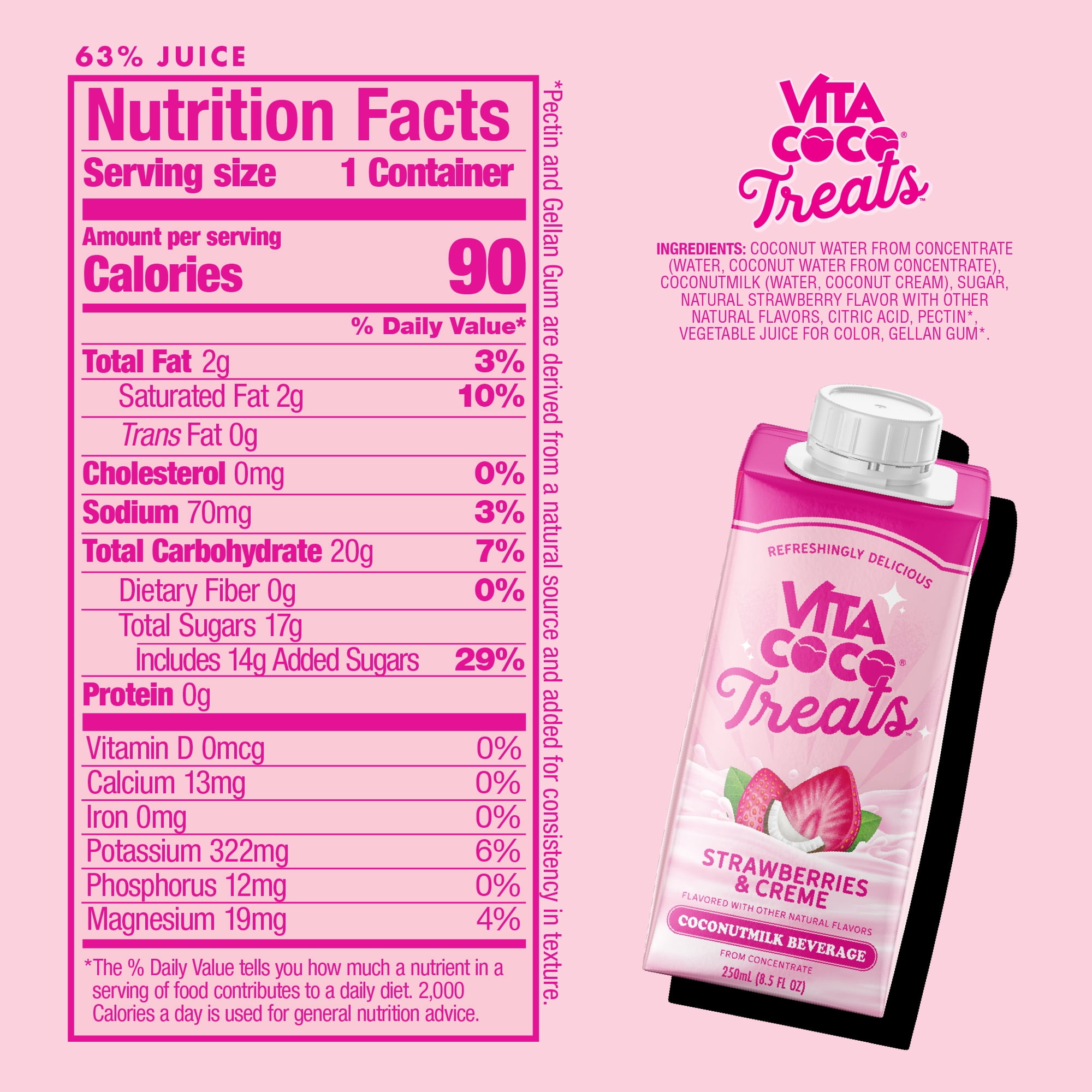 Vita Coco Treats Minis Strawberries & Creme Coconut Milk Drink - 250mL
