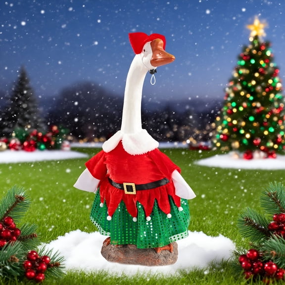 XIBUFE 2026 New 23 Inch Christmas Outfit for Porch Goose with Xmas Costume,Holiday Dress Up Decor for Lawn Goose with Clothes,Festive Winter Attire for Garden Decoration Porch Goose Christmas Outfits