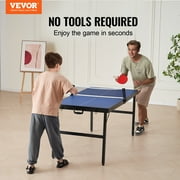VEVOR Ping Pong Table, Mid-Size Table Tennis Game, Indoor MDF Table Tennis Table, Foldable Portable Complete Ping Pong Table Set with Net, 2 Paddles, 3 Balls,Carry Bag,Handle (No Assembly Required)