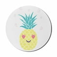 thumbnail image 1 of Tropical Mouse Pad for Computers, Pineapple Design a Smile and Heart Eyes Exotic Love Themed Fruit Portrait, Round Non-Slip Thick Rubber Modern Gaming Mousepad, 8" Round, Multicolor, by Ambesonne, 1 of 2