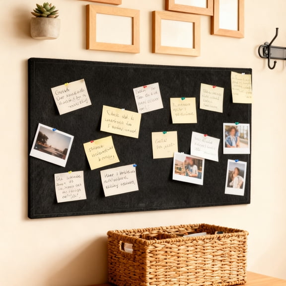 Studyset Foldable Bulletin Board, Black Bulletin Board, Decorative Felt Pin Board, Large Cork Board for Wall, Felt Wall Tiles, Foldable Photo Board Self-Adhesive Vision Board Mood Board, for Home