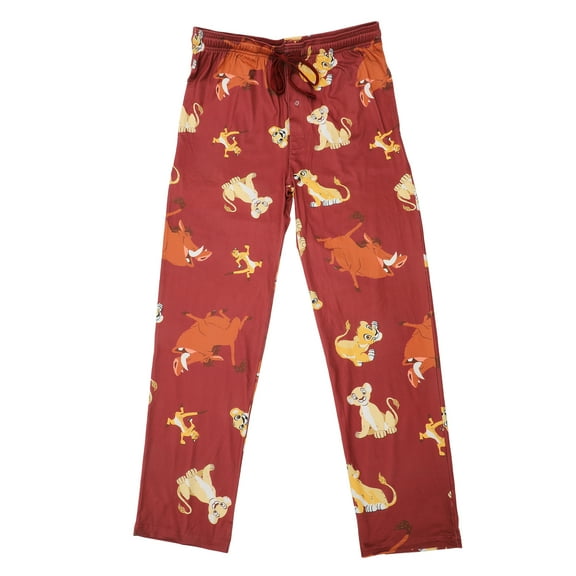 The Lion King All-Over Character Print Adult Burgundy Sleep Pajama Pants-Small