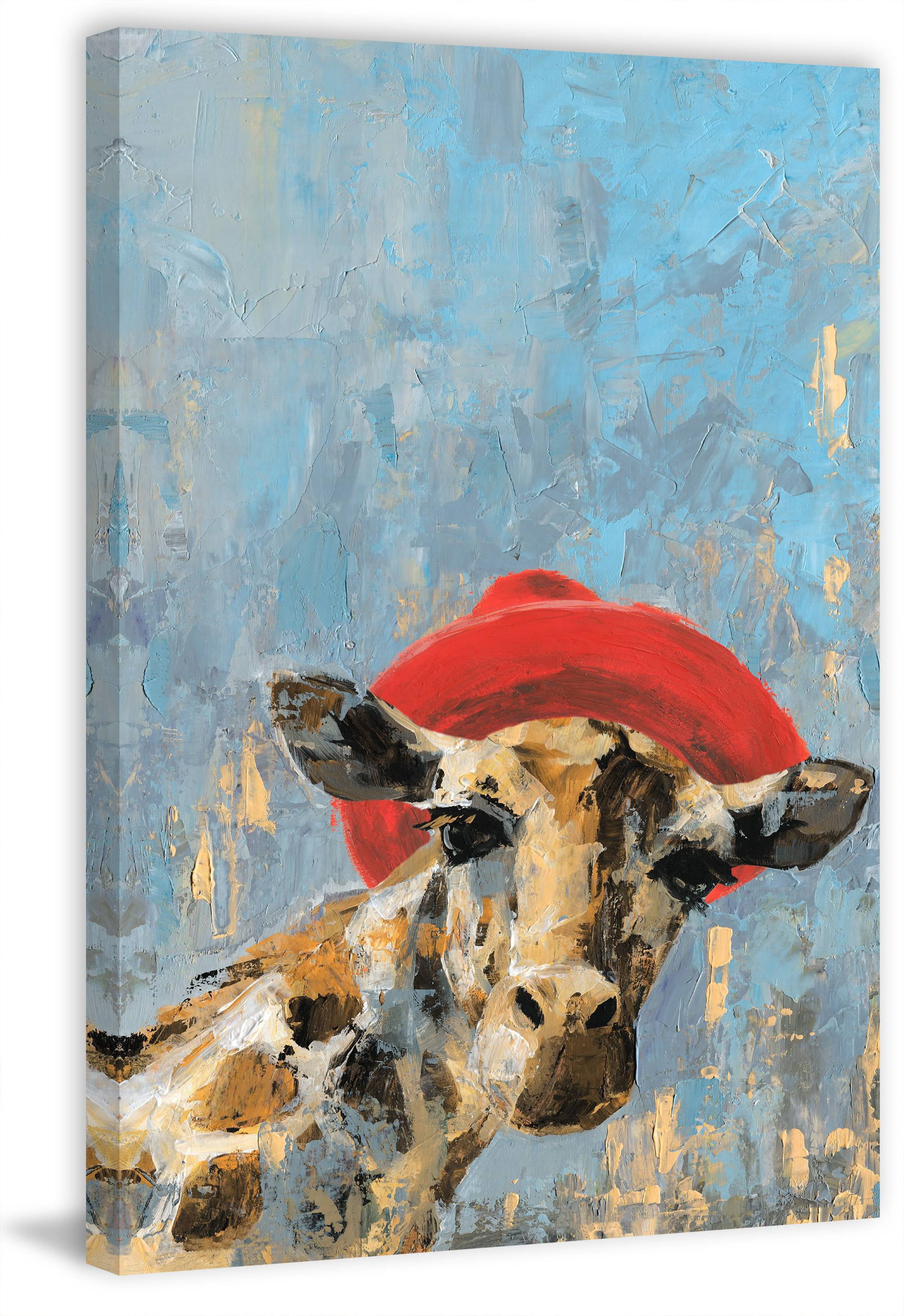 Marmont Hill Giraffe's Red Hat Canvas Wall Art