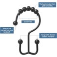 thumbnail image 2 of NimJoy Set of 12 Shower Curtain Ring Hook, Rust-Resistant Glide Stainless Steel Shower Double-Hooks, Black Finish, 2 of 5