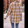 thumbnail image 4 of Camisa de Franela A Cuadros con Botones para Mujer, Chaqueta de Larga y Corta, Talla Grande. Amarillo XL, 4 of 10