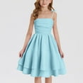 thumbnail image 2 of lcziwo Girls Spaghetti Strap Smocked Dress Layered Beach Sundress A-Line Midi Dresses Blue 10-11 Years, 2 of 8