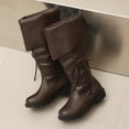 thumbnail image 5 of Dakaela Women Fold Over Knee High Riding Boots Low Heel Platform Slouchy Long Boot Round Toe Winter Walking Shoes Brown Size 9.5, 5 of 8